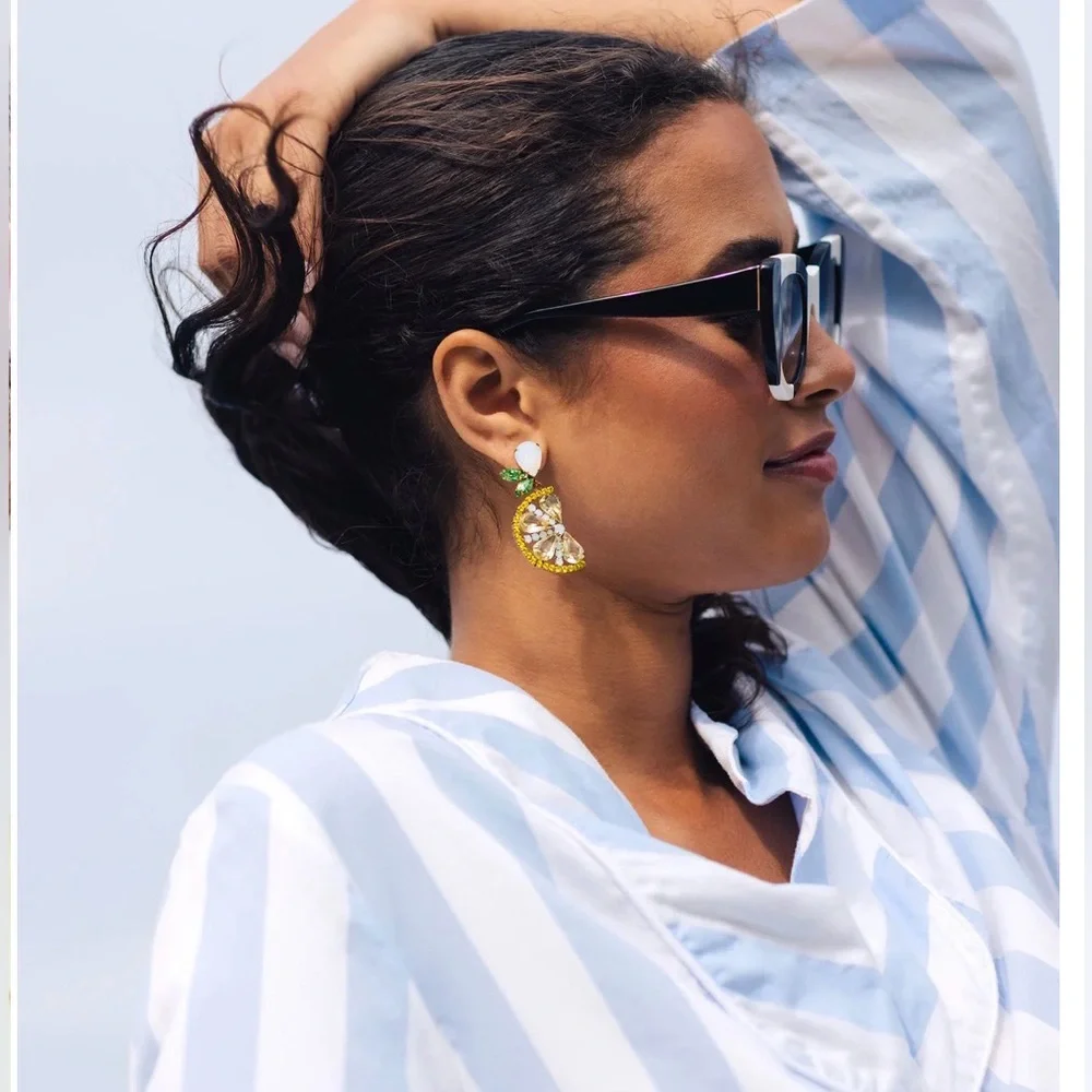 Loren Hope Yellow Crystal Fan Drop Earrings - Picture 4 of 6